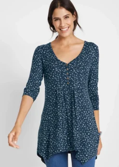 bonprix Shirts & Tops|Nachhaltigere Materialien^Jersey-Shirt aus Viskose-Mix dunkelblau geblümt
