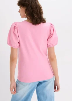 bonprix Shirts & Tops^Jerseyshirt mit Ärmeln aus Baumwollpopeline rosa