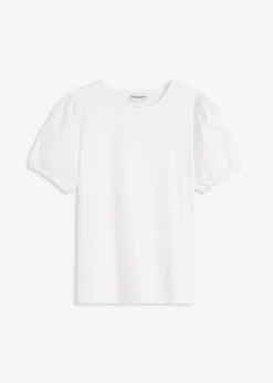 bonprix Shirts & Tops^Jerseyshirt mit Ärmeln aus Baumwollpopeline wollweiß