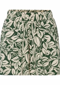bonprix Bekleidung·Outdoorbekleidung|Bekleidung·Kleider^Jersey-Shorts aus elastischem Baumwoll-Mix dunkelgrün bedruckt