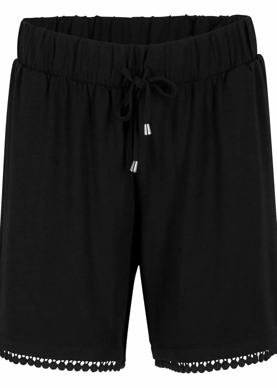 bonprix Bekleidung·Outdoorbekleidung|Bekleidung·Kleider^Jerseyshorts mit Bequembund und Spitze aus Viskose-Mix schwarz