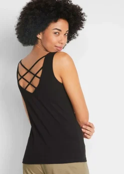 bonprix Nachhaltigere Materialien|Shirts & Tops^Jersey-Top aus reiner Bio-Baumwolle schwarz