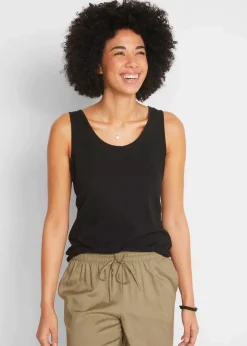 bonprix Nachhaltigere Materialien|Shirts & Tops^Jersey-Top aus reiner Bio-Baumwolle schwarz