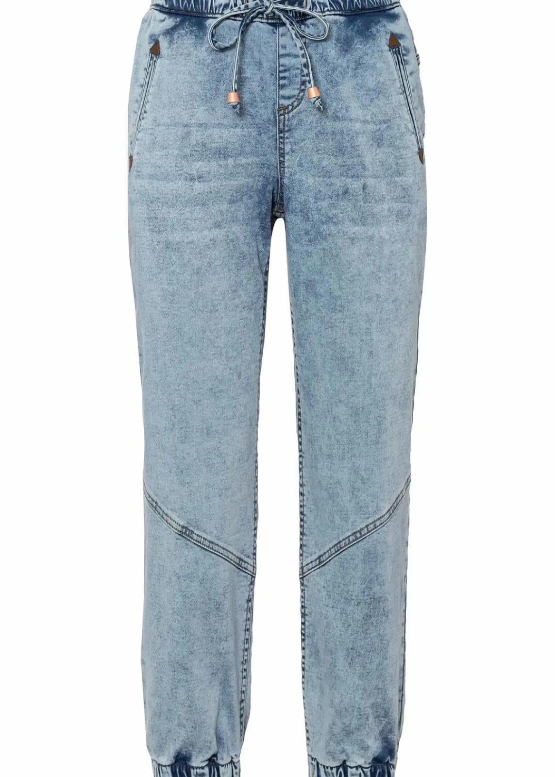 bonprix Jeans|Kurzgrößen^Jogg Jeans Mid Waist, stretch blau washed