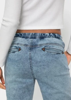 bonprix Kurzgrößen|Bekleidung·Shirts & Tops^Jogg Jeans Mid Waist, stretch blau washed