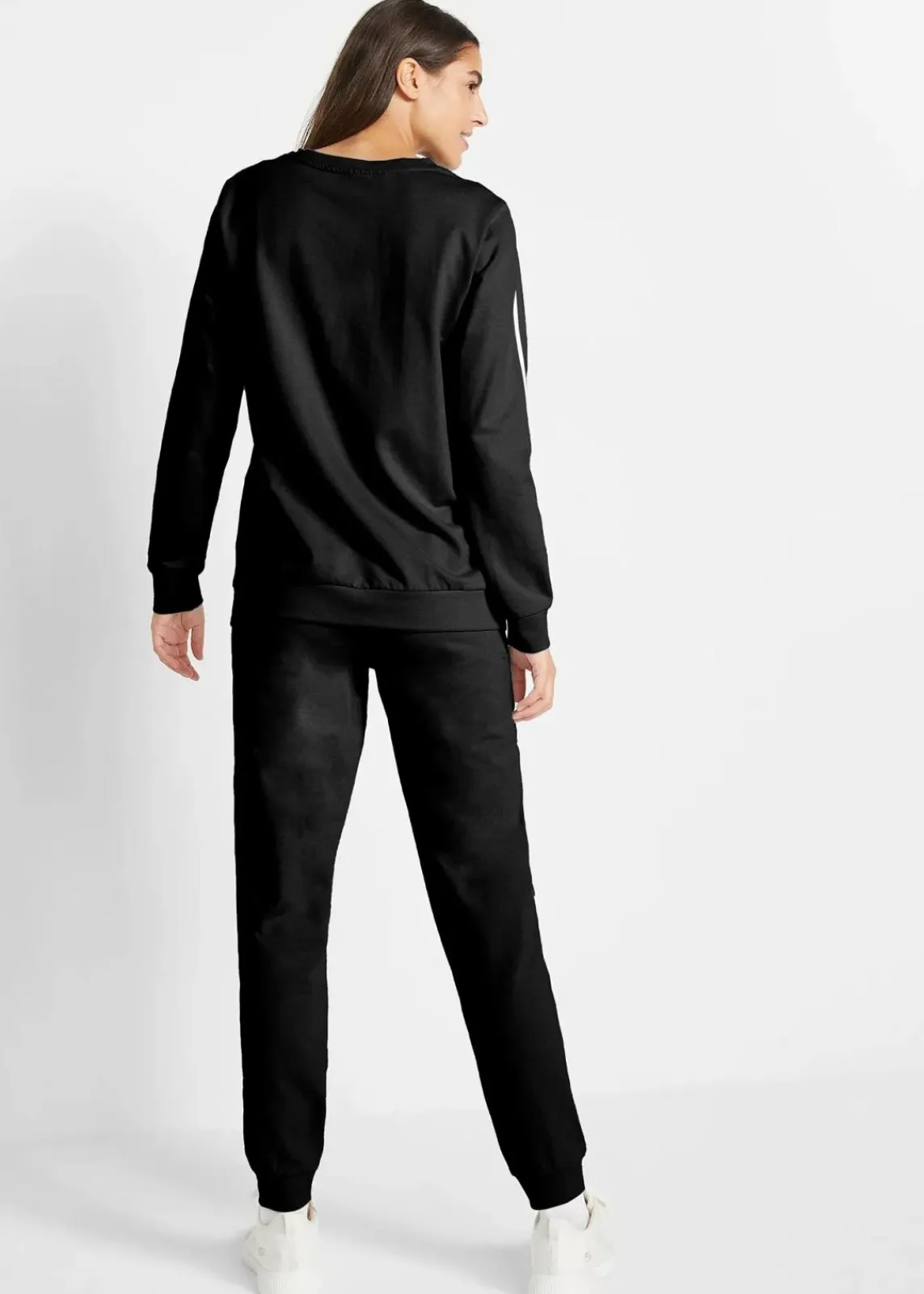 bonprix Hosen|Bekleidung·Kleider^Jogginganzug aus reiner Baumwolle (2-tlg.Set) schwarz längs gestreift