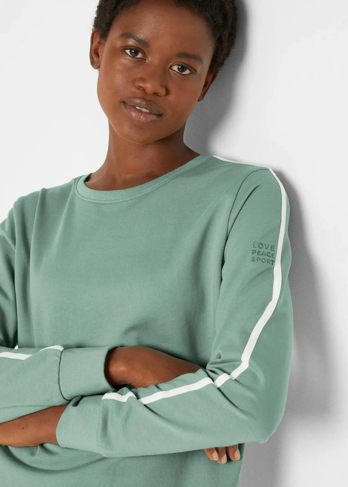 bonprix Bekleidung·Kleider|Hosen^Jogginganzug aus reiner Baumwolle (2-tlg.Set) rauchgrün längs gestreift
