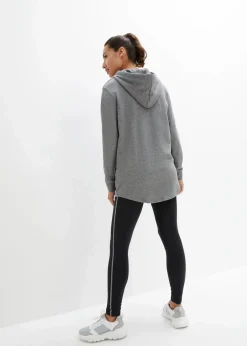bonprix Sweat|Bekleidung·Kleider^Jogginganzug mit Long-Sweatshirt und Leggings (2-teilig) grau meliert/schwarz
