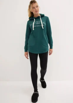 bonprix Sweat|Bekleidung·Kleider^Jogginganzug mit Long-Sweatshirt und Leggings (2-teilig) schwarz/mattgrün