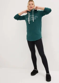 bonprix Sweat|Bekleidung·Kleider^Jogginganzug mit Long-Sweatshirt und Leggings (2-teilig) schwarz/mattgrün