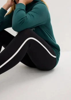 bonprix Sweat|Bekleidung·Kleider^Jogginganzug mit Long-Sweatshirt und Leggings (2-teilig) schwarz/mattgrün