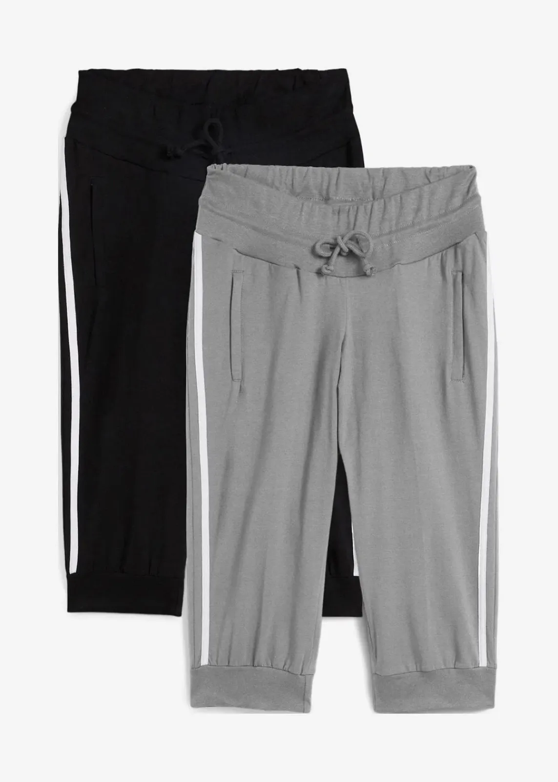 bonprix Bekleidung·Sweat|Bekleidung·Blusen & Tuniken^Jogginghose aus Baumwolle (2er Pack), Capri-Länge schwarz+rauchgrau
