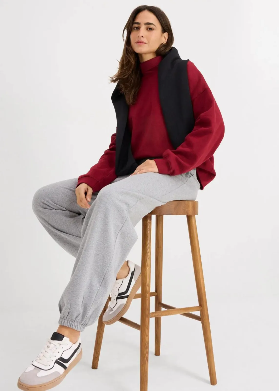 bonprix Basics|Sweat^Jogginghose mit hohem Bund hellgrau meliert meliert