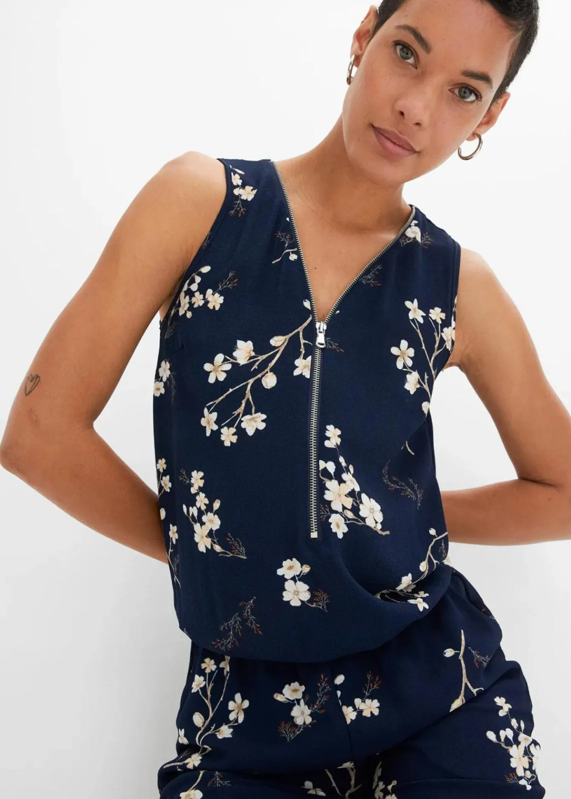 bonprix Jumpsuits^Jumpsuit dunkelblau bedruckt