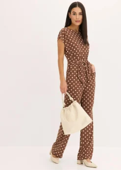 bonprix Bekleidung·Homewear|Jumpsuits^Jumpsuit hellbraun/sandbeige gepunktet