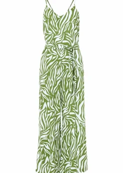 bonprix Bekleidung·Homewear|Jumpsuits^Jumpsuit aus fließender Viskose forstgrün/weiß zebra bedruckt
