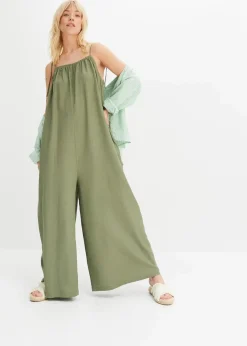 bonprix Nachhaltigere Materialien|Jumpsuits^Jumpsuit aus leichtem Leinen-Viskose-Mix oliv