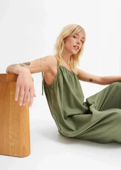 bonprix Nachhaltigere Materialien|Jumpsuits^Jumpsuit aus leichtem Leinen-Viskose-Mix oliv