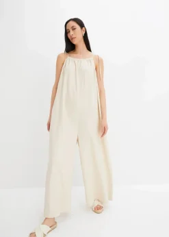 bonprix Nachhaltigere Materialien|Jumpsuits^Jumpsuit aus leichtem Leinen-Viskose-Mix sandbeige