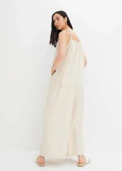 bonprix Nachhaltigere Materialien|Jumpsuits^Jumpsuit aus leichtem Leinen-Viskose-Mix sandbeige