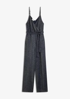 bonprix Jumpsuits^Jumpsuit aus leichter Viskose mit Glitzer dunkelblau/silber