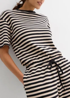 bonprix Bekleidung·Homewear|Jumpsuits^Jumpsuit aus reiner Bio-Baumwolle sandbeige/schwarz gestreift