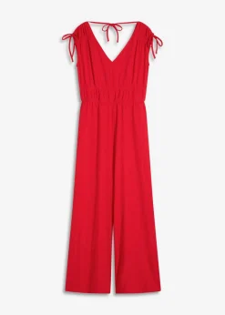 bonprix Nachhaltigere Materialien|Jumpsuits^Jumpsuit aus strukturiertem Crêpe tiefrot