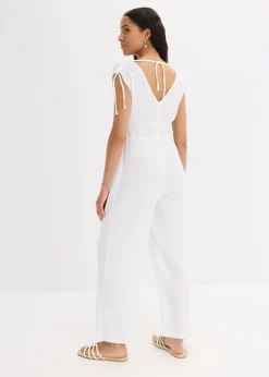 bonprix Bekleidung·Homewear|Jumpsuits^Jumpsuit aus strukturiertem Crêpe weiß