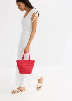bonprix Bekleidung·Homewear|Jumpsuits^Jumpsuit aus strukturiertem Crêpe weiß