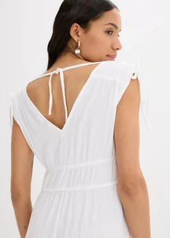 bonprix Bekleidung·Homewear|Jumpsuits^Jumpsuit aus strukturiertem Crêpe weiß
