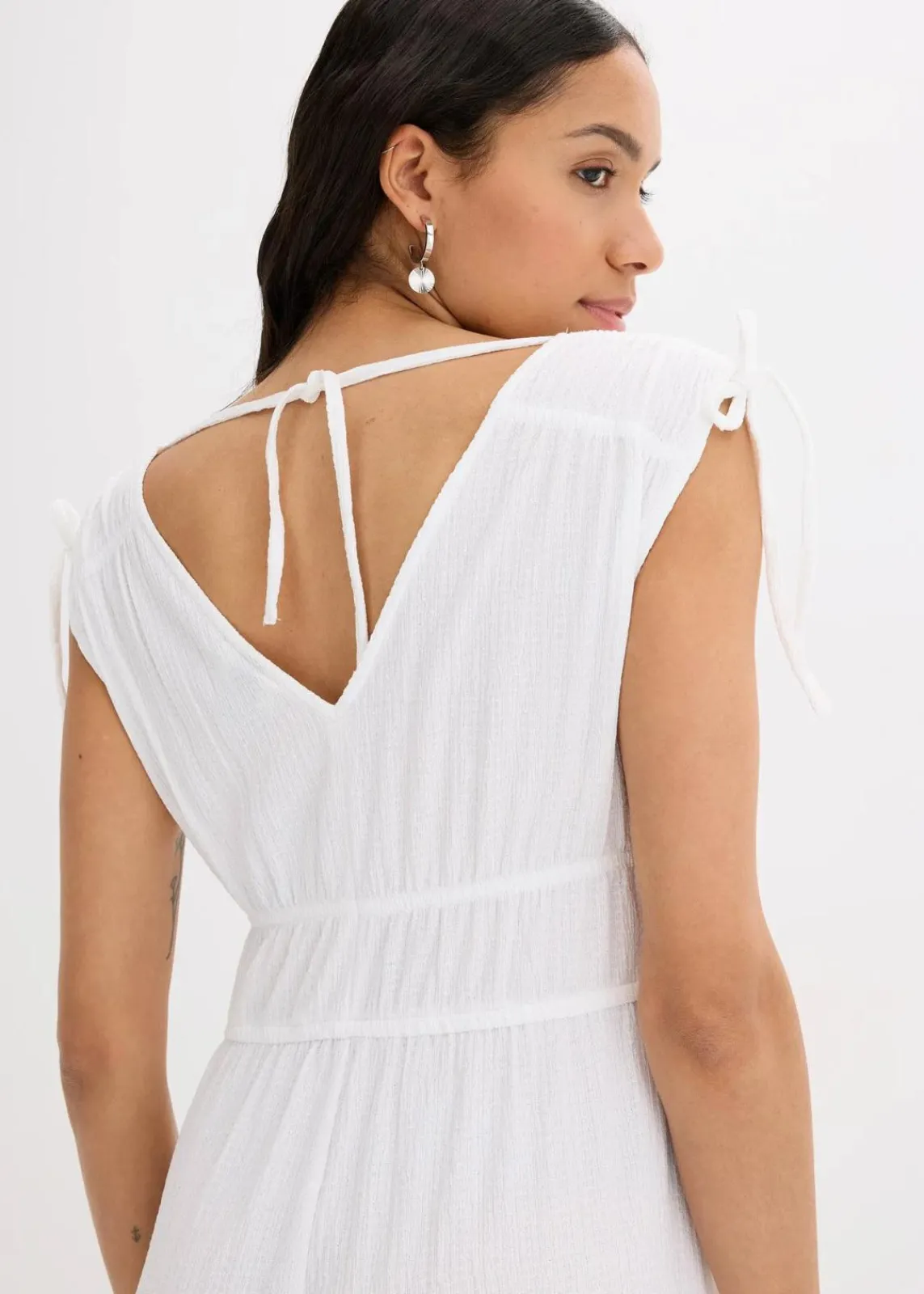 bonprix Bekleidung·Homewear|Jumpsuits^Jumpsuit aus strukturiertem Crêpe weiß