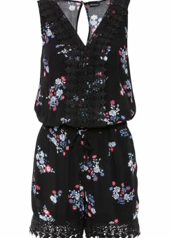 bonprix Bekleidung·Homewear|Jumpsuits^Jumpsuit aus Viskose schwarz geblümt