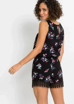 bonprix Bekleidung·Homewear|Jumpsuits^Jumpsuit aus Viskose schwarz geblümt