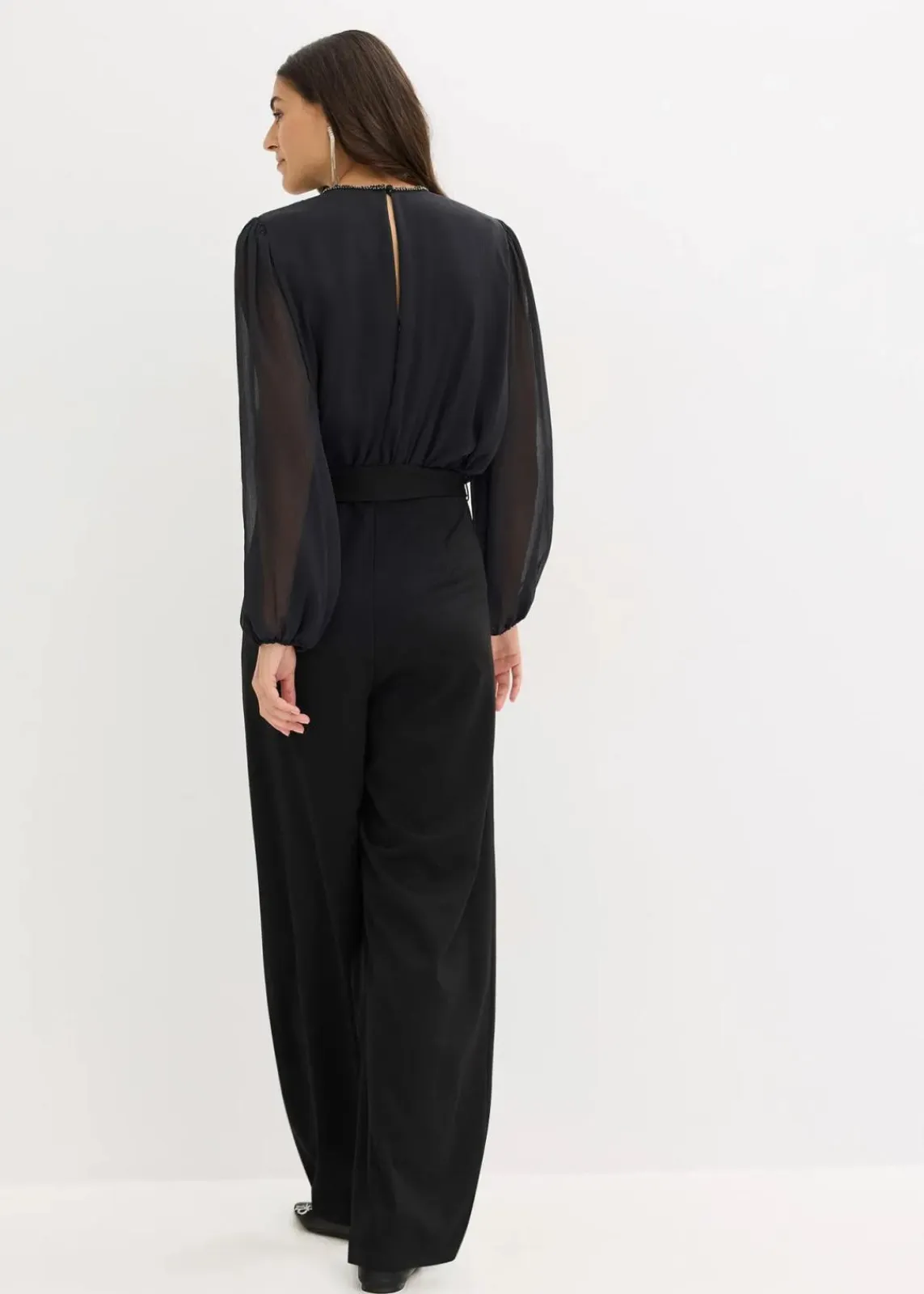 bonprix Bekleidung·Homewear|Jumpsuits^Jumpsuit mit Chiffon und Glitzer schwarz
