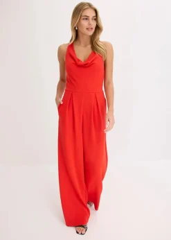 bonprix Jumpsuits^Jumpsuit mit Wasserfallausschnitt erdbeere