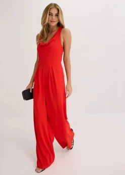 bonprix Jumpsuits^Jumpsuit mit Wasserfallausschnitt erdbeere
