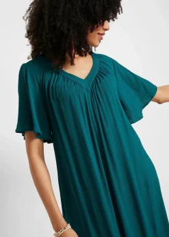 bonprix Bekleidung·Pullover & Strickjacken|Kleider^Kaftan-Kleid aus Kreppware petrol