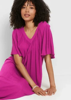 bonprix Kleider|Bekleidung·Pullover & Strickjacken^Kaftan-Kleid aus Kreppware violettorchidee