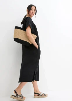 bonprix Bekleidung·Pullover & Strickjacken|Kleider^Kaftan-Kleid aus reinem Leinen schwarz