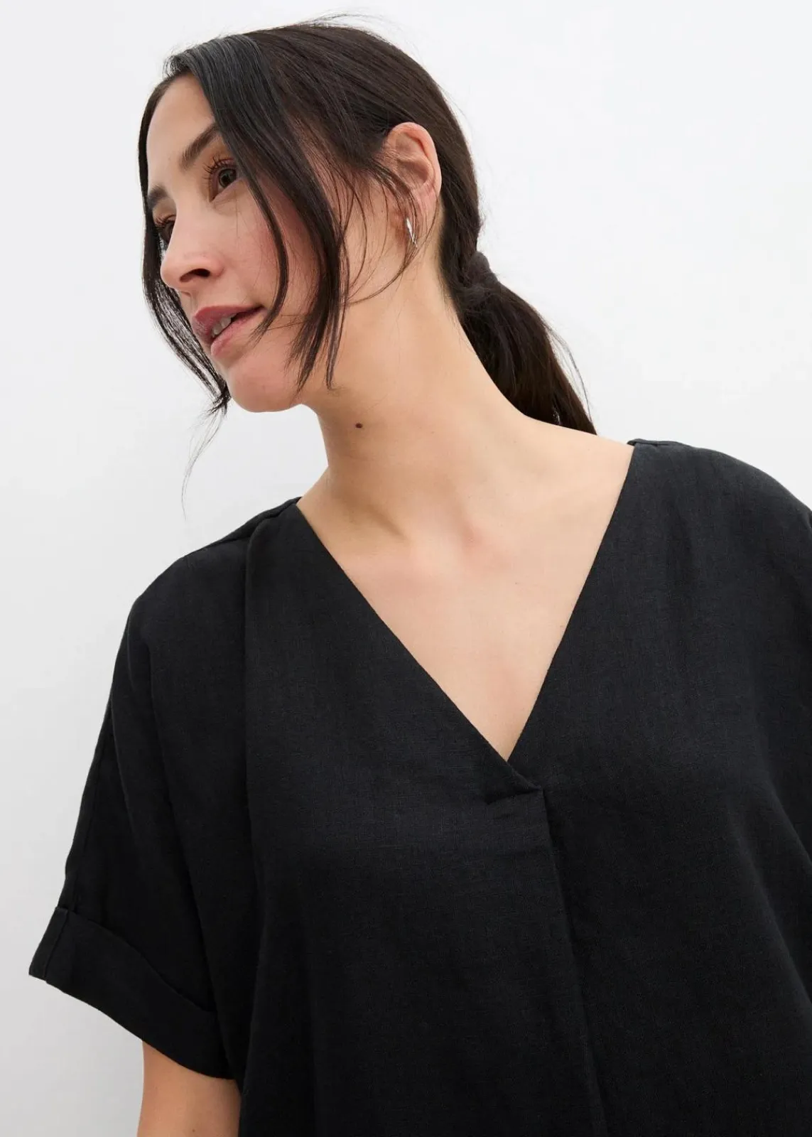 bonprix Bekleidung·Pullover & Strickjacken|Kleider^Kaftan-Kleid aus reinem Leinen schwarz