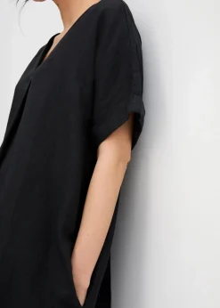 bonprix Bekleidung·Pullover & Strickjacken|Kleider^Kaftan-Kleid aus reinem Leinen schwarz