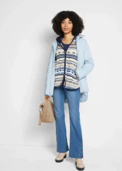 bonprix Bekleidung·Blusen & Tuniken|Bekleidung·Hosen^Kapuzen-Fleecejacke mit Norweger-Muster kieselbeige/weiß norwegermuster