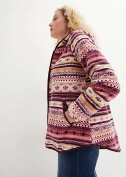 bonprix Jacken & Mäntel|Sweat^Kapuzen-Fleecejacke mit Norweger-Muster beerensorbet norwegermuster