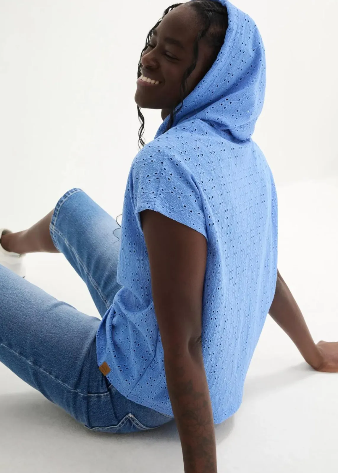 bonprix Shirts & Tops^Kapuzen-Henleyshirt mittelblau