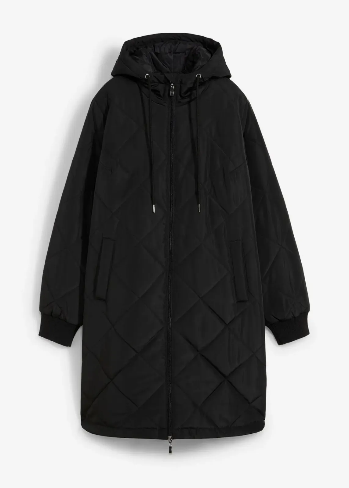 bonprix Jacken & Mäntel|Bekleidung·Hosen^Kapuzen-Kurzmantel mit Steppung schwarz