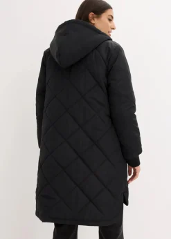 bonprix Jacken & Mäntel|Bekleidung·Hosen^Kapuzen-Kurzmantel mit Steppung schwarz