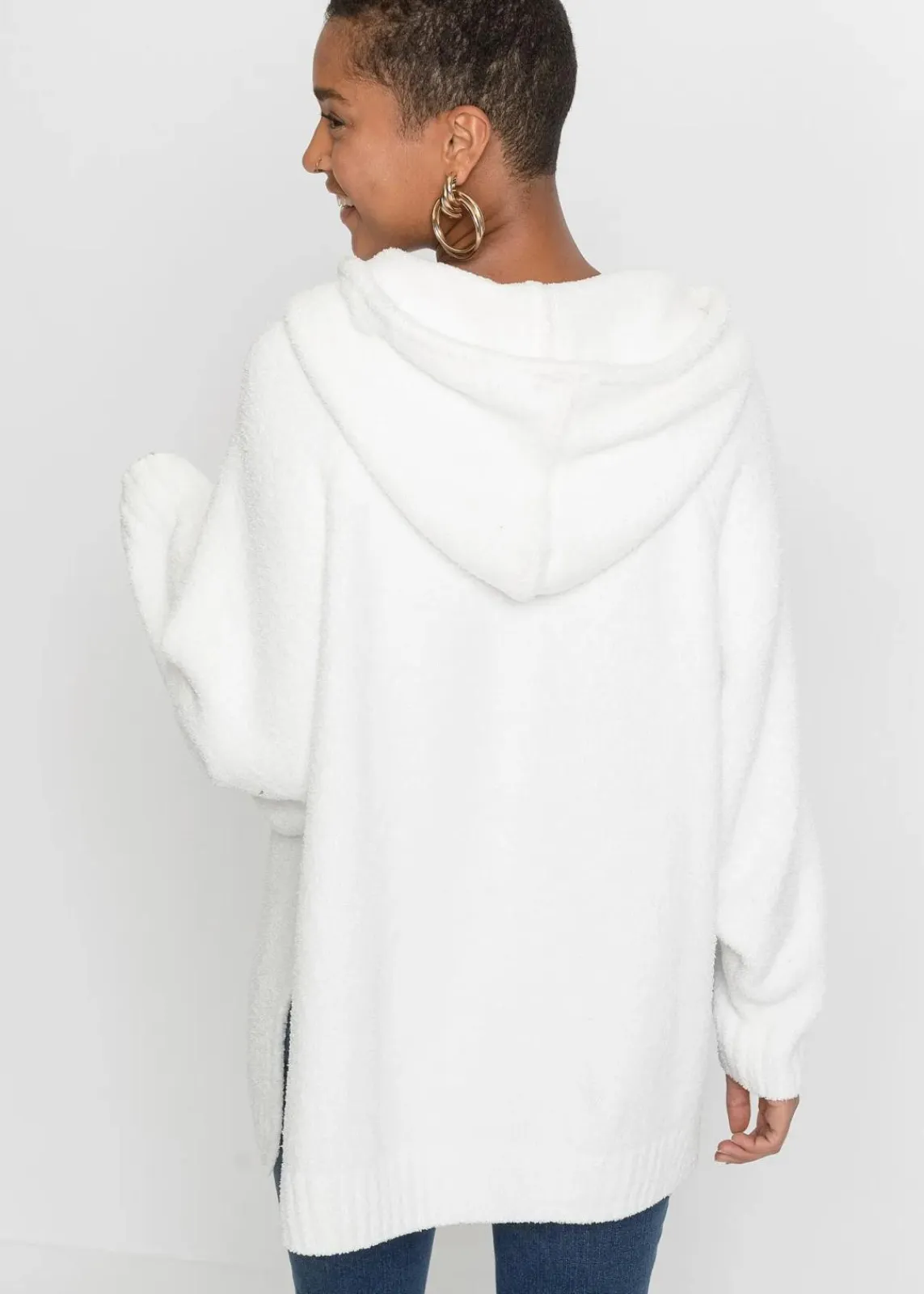 bonprix Bekleidung·Umstandsmode|Bekleidung·Jeans^Kapuzenpullover in Teddy-Fleece wollweiß