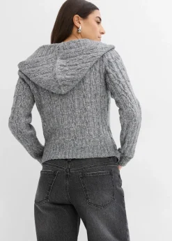 bonprix Bekleidung·Umstandsmode|Pullover & Strickjacken^Kapuzenpullover mit asymmetrischem Saum grau meliert