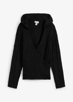 bonprix Bekleidung·Umstandsmode|Pullover & Strickjacken^Kapuzenpullover mit asymmetrischem Saum schwarz