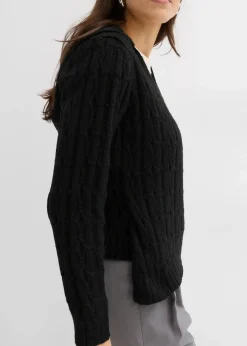 bonprix Bekleidung·Umstandsmode|Pullover & Strickjacken^Kapuzenpullover mit asymmetrischem Saum schwarz